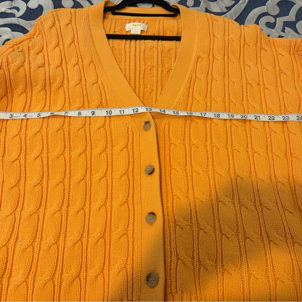 Maeve Vibrant Orange Cable Knit Cardigan - Picture 6 of 9